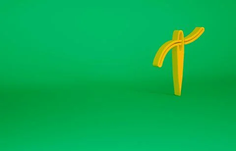Orange Needle for sewing with thread icon isolated on green background. Tailo Illustrazione stock