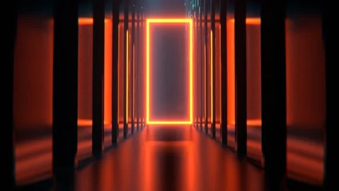 Orange Neon Alien Endless Corridor Background VJ Loop l 4K Stock Footage 301241787