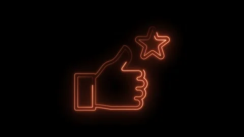 Orange neon like and star animation on black background shows positive feedback Stock Footage 322962572