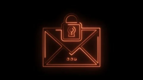 Orange neon animation of encrypted email data security and privacy concept Stock Footage 322976042