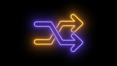 Orange Neon Arrow Sign Direction Light Bolt Symbol Video Animation Background Stock Footage 336427379
