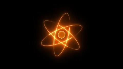 Orange Neon Atom Science Engineering Loop Animation Stock Footage 320695842
