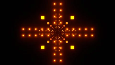 Orange Neon Flashing Dots and Glowing Cubes Background VJ Loop in 4K Stock Footage 328357853