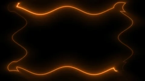 Orange Neon Frame on Black Background Stock Footage 284400744