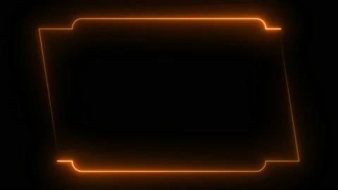 Orange neon frame lighting on black background.4K 60Fps Stock Footage 220046773
