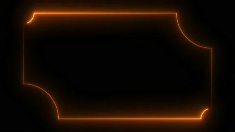 Orange neon frame lighting on black background.4K 60Fps Stock Footage 220046781