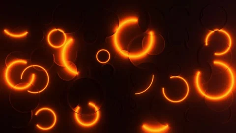 Orange neon glowing abstract circular shapes motion background loop Stock Footage 327470738