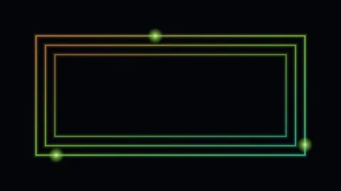 Orange neon glowing frame border background chasing lights loop 스톡 동영상 342641354