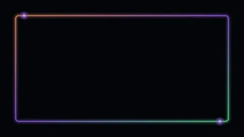 Orange neon glowing frame border background chasing lights loop Stock Footage 342641374