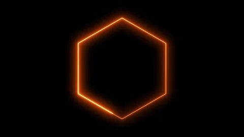 Orange neon hexagon shape animation loop Stockbeeldmateriaal 328385632