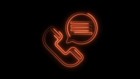 Orange neon hotline icon animation on black background for customer support and Video stock 322970982