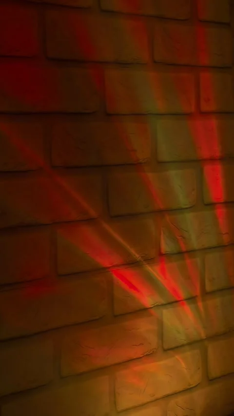 Orange Neon Light Reflections On Brick Wall Stock Footage 337637427