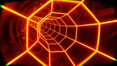 Orange Neon Octagonal Torus Tunnel Background VJ Loop l 4K Stock Footage 294919262