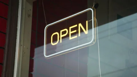 Orange Neon Open Sign Stock Footage 345282062