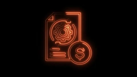 Orange neon outline of financial process automation with dollar sign on bla.. Stock Footage 312316059