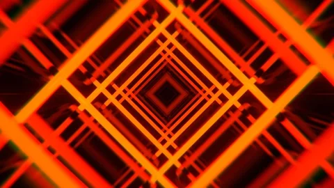 Orange Neon Pulse Square Tunnel Background VJ Loop l 4K Stock Footage 301885977