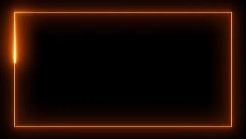 Orange neon rectangular frame on black background abstract Video stock 318633954