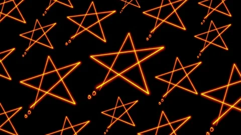 Orange neon stars pattern seamless loop dark background texture Stock Footage 322510568