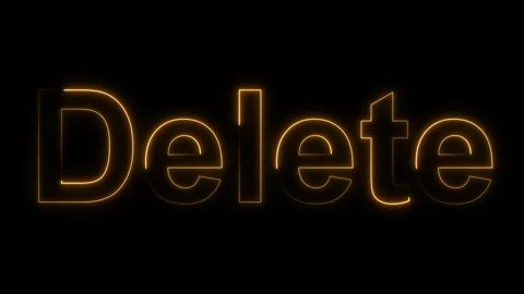 Orange Neon Text Delete on animated Black Background keyboard computer Stock Footage 337365018