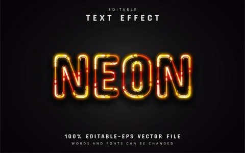Orange neon text effect Stock Illustration