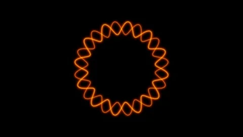 Orange Neon Wavy Circle Animation Stock Footage 341954600