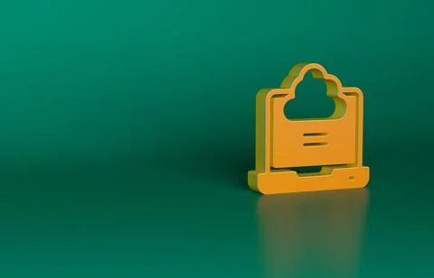 Orange Network cloud connection icon isolated on green background. Social Stock Illustration