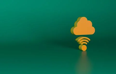 Orange Network cloud connection icon isolated on green background. Social イラスト素材