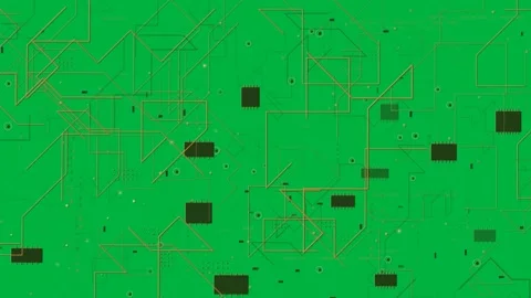 Orange network pulsing, extending lines and connecting nodes, forming HUD map on Stock Footage 333630236