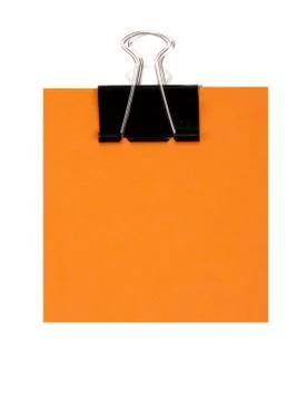 Orange note and black staple Stock Photos