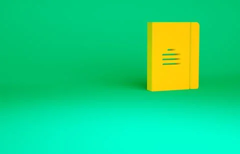 Orange Notebook icon isolated on green background. Spiral notepad icon. Schoo 스톡 일러스트