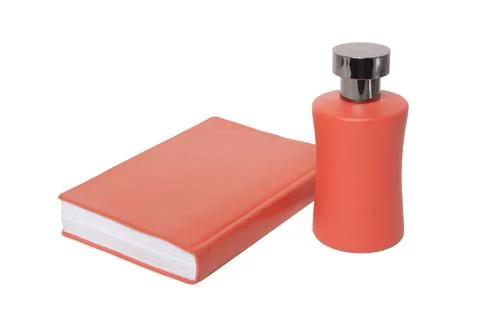 Orange notepad and bubble on white background Stock Photos
