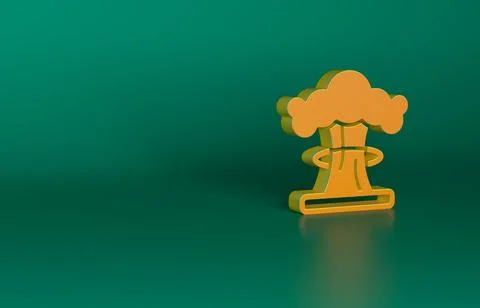 Orange Nuclear explosion icon isolated on green background. Atomic bomb. Symbol Stock Illustration