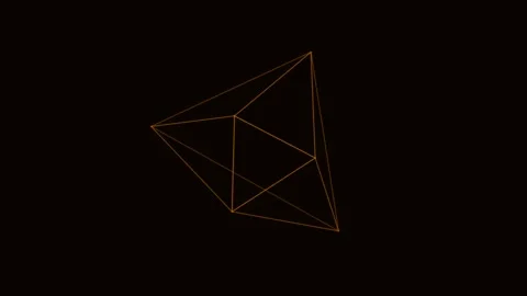 Orange Octahedron Rotating 3D Wireframe Seamless Loop Animated Dark Background Stock Footage 342621018