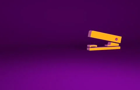 Orange Office stapler icon isolated on purple background. Stapler, staple, pa Stock Illustration