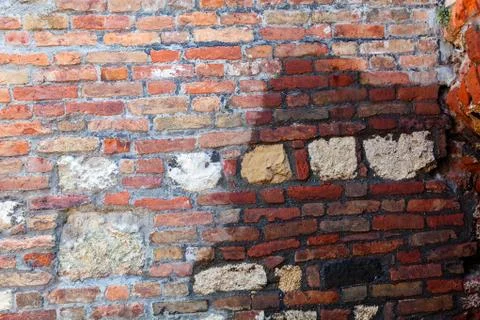 Orange old brick wall Stock Photos