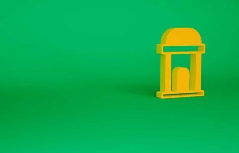 Orange Old crypt icon isolated on green background. Cemetery symbol. Ossuary  Ilustración de archivo