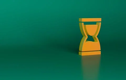 Orange Old hourglass with flowing sand icon isolated on green background. Sand Stock Illustration
