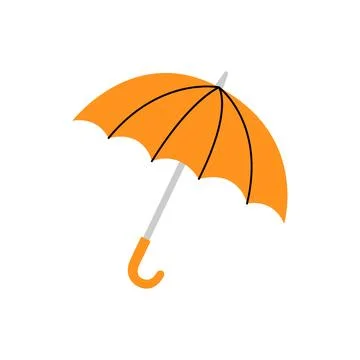 Orange open umbrella minimalist vector, simple parasol icon for weather graphics Stock Illustration