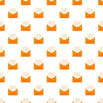 Orange opened envelopes with letters communication pattern Stock Illustration