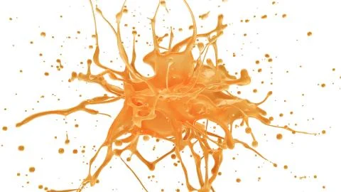 Orange or grapefruit juice explosion in slow motion. Fruit liquid drops splash Ilustración de archivo