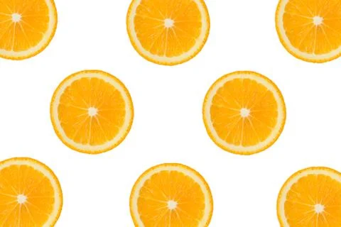 Orange or lemon pattern on white isolated background. Stock Photos