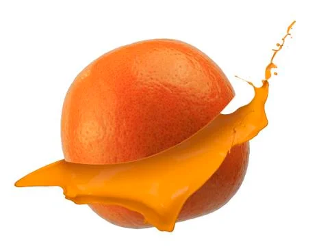 Orange with orange splash isolate on white background. Stock Photos