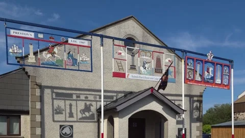 Orange Order Arch Outside Hall in Bushmills Northern Ireland Stock-Footage 315105016