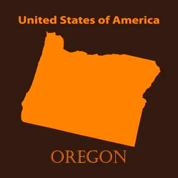 Orange Oregon map - vector illustration. Stock Illustration