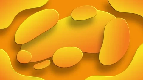 Orange organic liquid blobs floating on yellow background abstract 3d Stock Footage 327945039