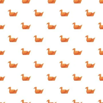 Orange origami bird creating seamless pattern background Stock Illustration