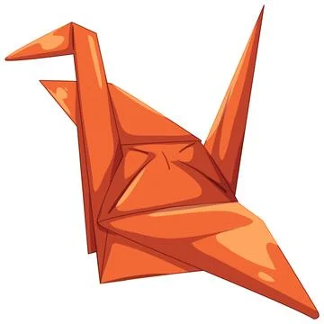 Orange Origami Crane Bird Vector Illustration Stock Illustration
