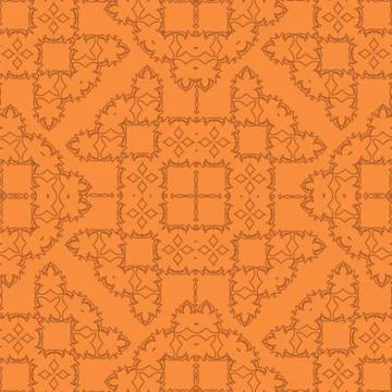 Orange Ornamental Seamless Line Pattern Illustrazione stock