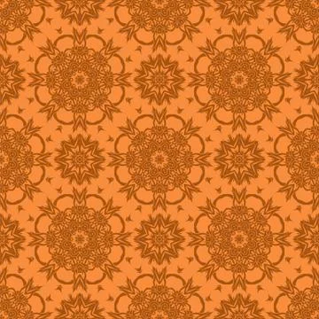 Orange Ornamental Seamless Line Pattern Illustrazione stock