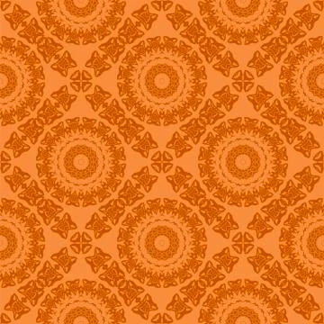 Orange Ornamental Seamless Line Pattern 스톡 일러스트